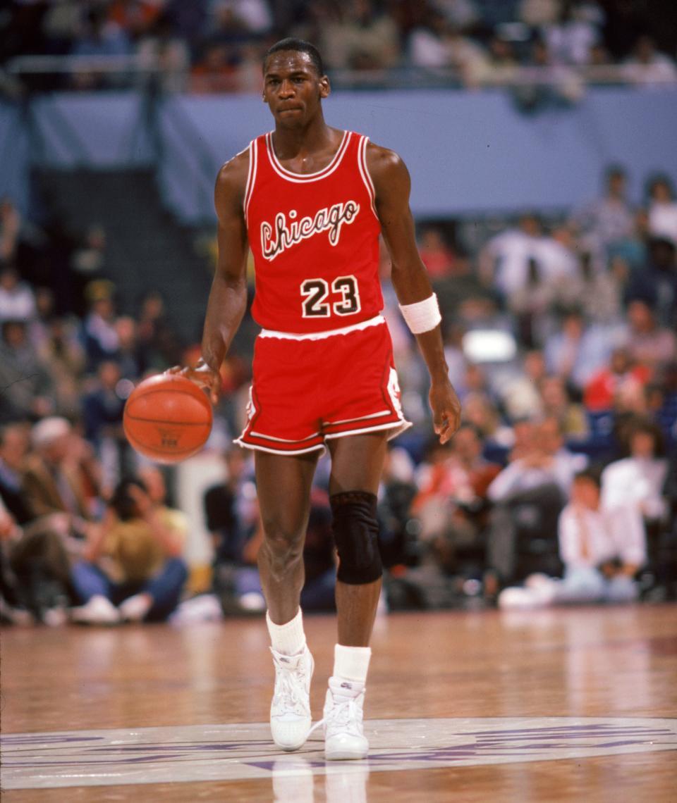 Chicago Bulls guard Michael Jordan shown during his rookie season in 1984-85.