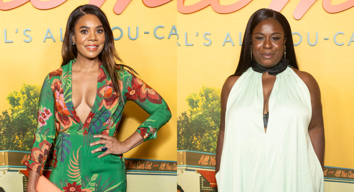 Regina Hall blooms in Floral Farm Rio jumpsuit, Uzo Aduba wears Ferragamo and more looks from the premiere of “The Supremes at Earl’s All-You-Can-Eat” in Los Angeles