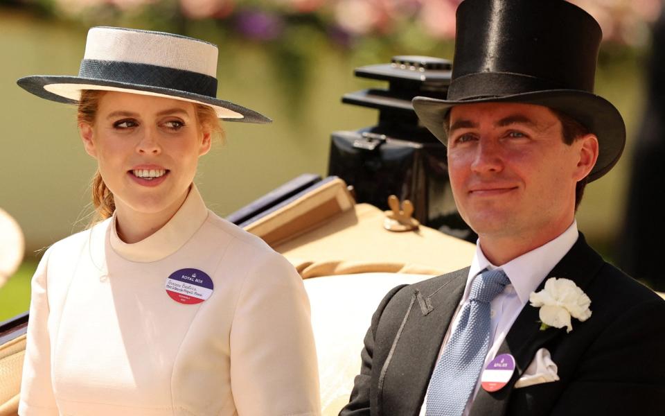 Britain's Princess Beatrice and her husband Edoardo Mapelli Mozzi are seen during the Royal procession - Royal Ascot 