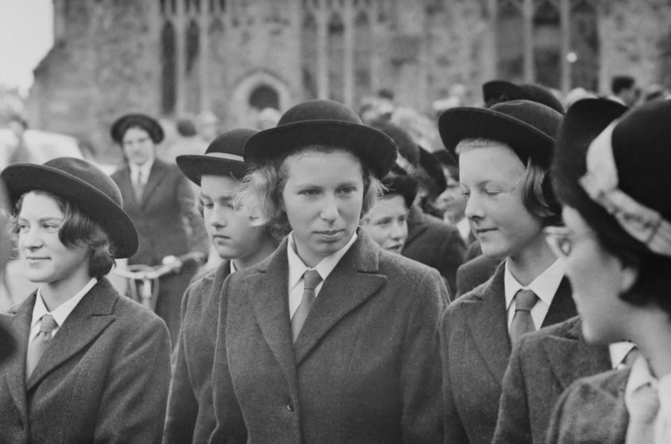 Princess Anne pictured in centre with fellow pupils during her first term at Benenden School for girls in Kent, in 1963. [Photo: Getty]