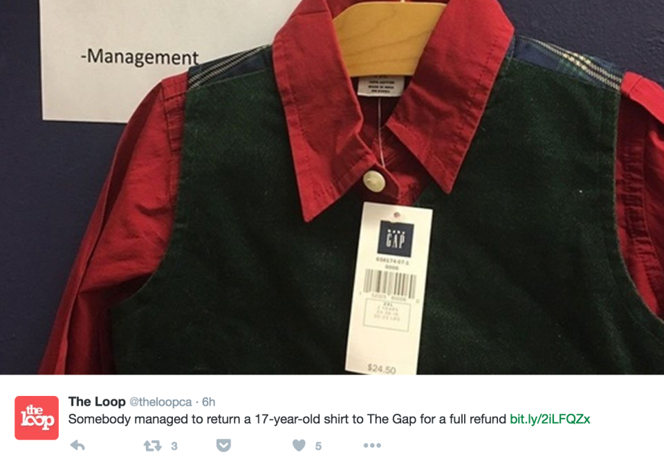 17 Years Later, a Customer (Finally) Returned This Gap Shirt