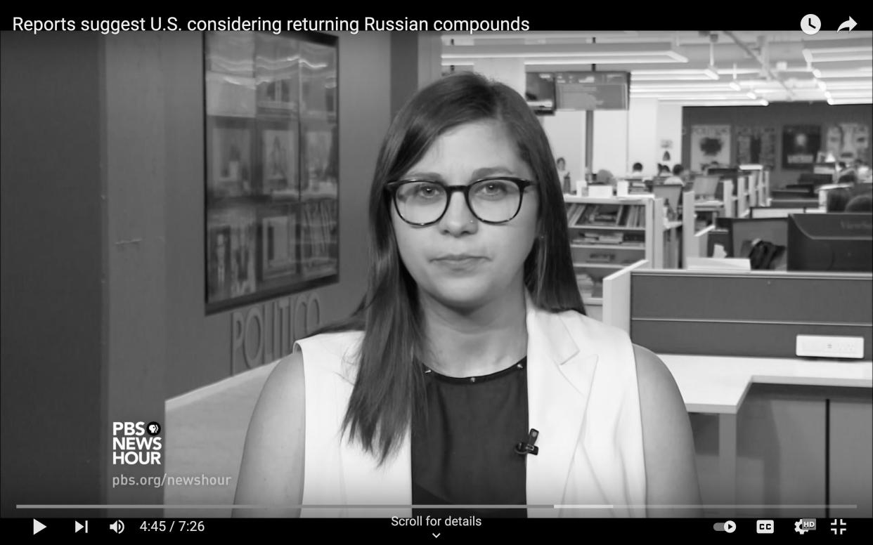 Ali Watkins during an interview regrading her reporting on Russian espionage on PBS on June 1, 2017. (PBS/YouTube)