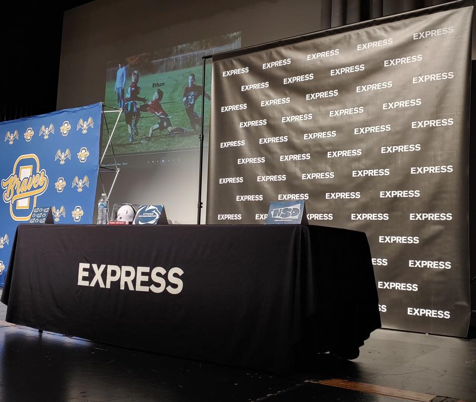 Express was prominently featured when Olentangy senior quarterback Ethan Grunkemeyer signed with Penn State on Dec. 20. Grunkemeyer, who graduated early, struck an NIL deal with the Columbus-based clothing company.