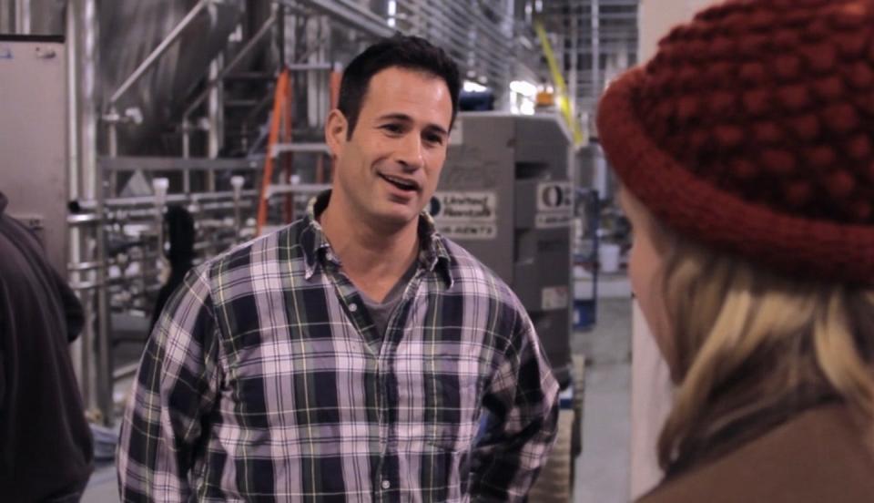 Dogfish Head Brewery founder Sam Calagione in a scene with Greta Gerwig at his Milton brewery in the 2011 film "The Dish & the Spoon."