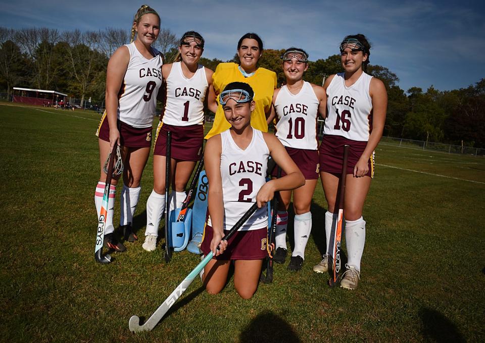Case field hockey and softball players from top left to right, Brooke Orton, Megan Smith, Anna Michaud, Lexi Yost, Brooke Perron and Skye Dupre (pictured below).