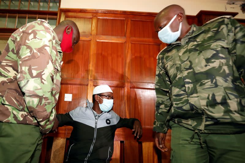 Hussein Hassan, Liban Abdullah Omar and Mohamed Ahmed at court in Nairobi