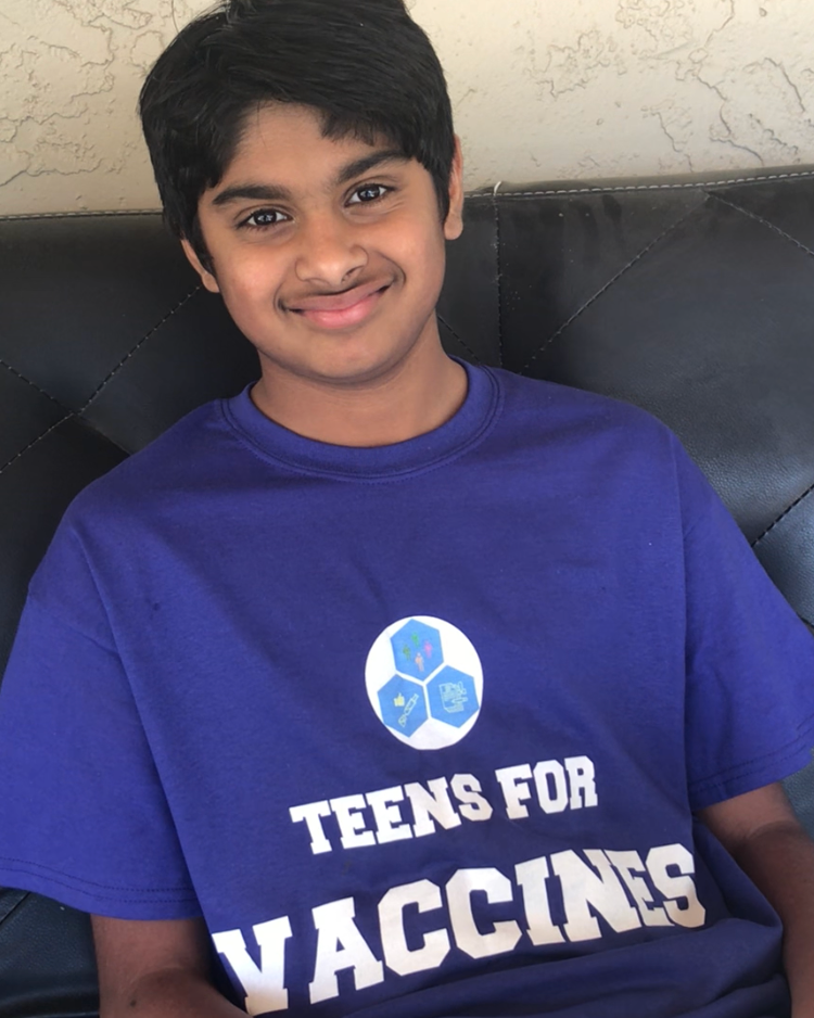 Arin Parsa, 13, is the founder of Teens For Vaccines