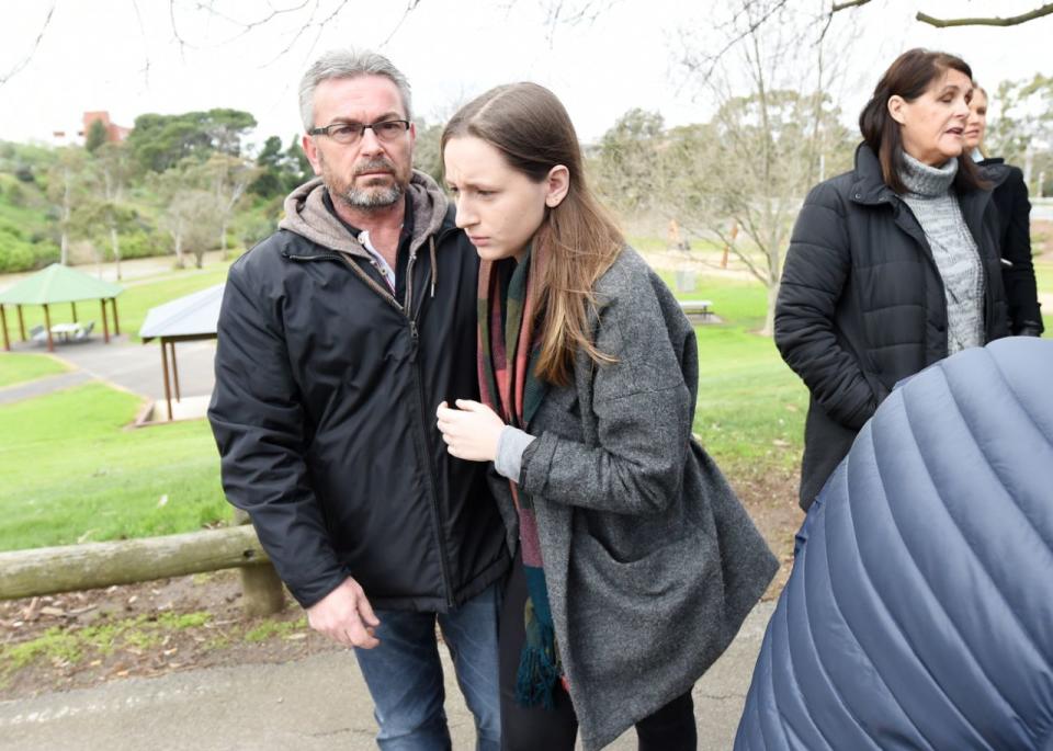 Borce Ristevski and his daughter Sarah following Karen’s disappearance. Source: AAP