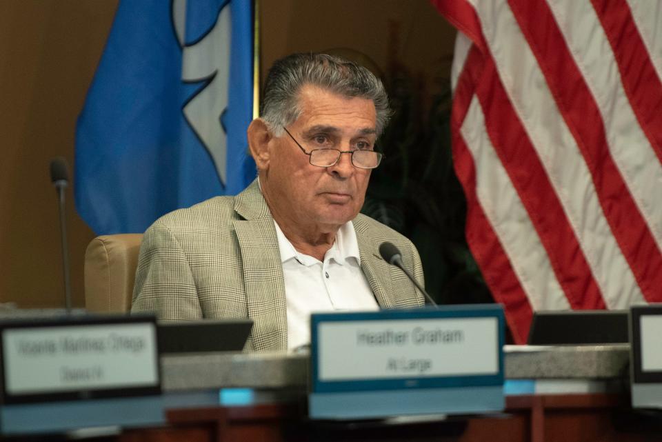 Pueblo City Councilor Larry Atencio listens to a pressentation during a council meeting on Monday, October 16, 2023.