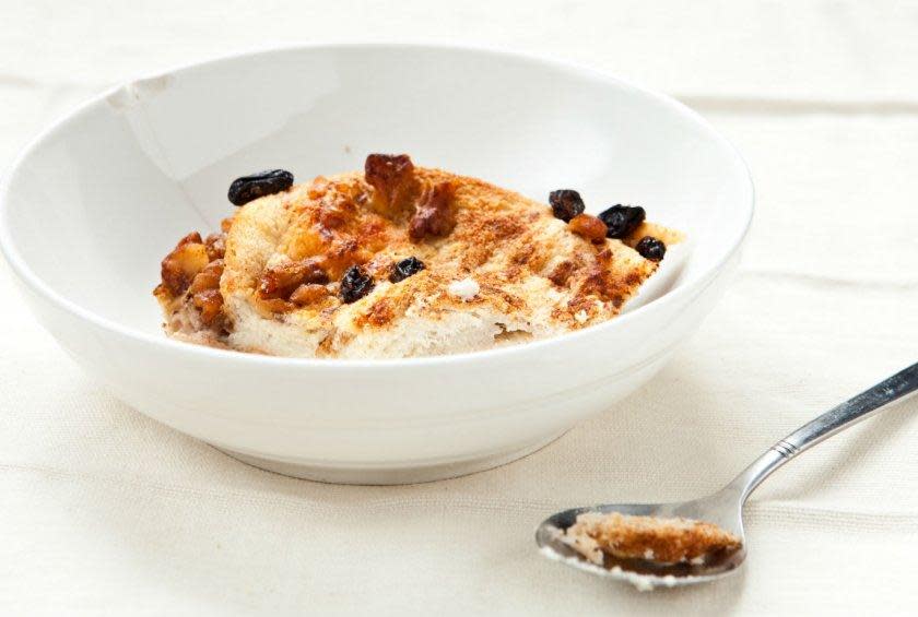 <p>Give a little twist to bread pudding by making it with pancakes! This tasty, creamy baked dessert is comforting breakfast flavors in a bowl.<br><br><a href="http://www.thedailymeal.com/recipes/blueberry-and-cinnamon-pancake-bake-recipe" rel="nofollow noopener" target="_blank" data-ylk="slk:For the Blueberry and Cinnamon Pancake Bake recipe, click here.;elm:context_link;itc:0;sec:content-canvas" class="link "><b>For the Blueberry and Cinnamon Pancake Bake recipe, click here.</b></a></p>