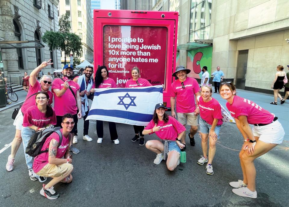 A JewBelong truck makes an appearance at the New York City Celebrate Israel Parade.