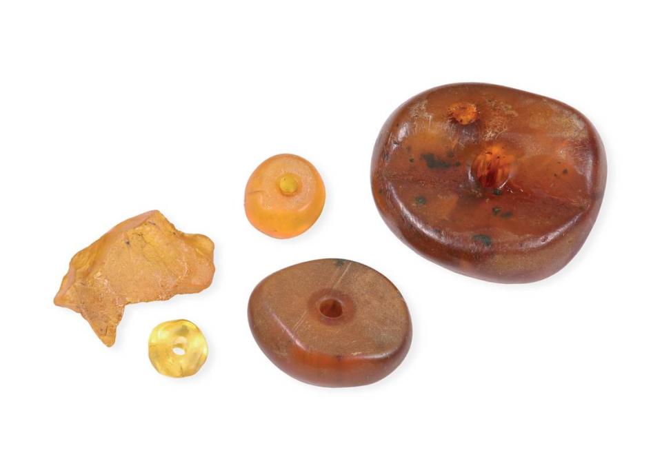 Amber beads found in the well.