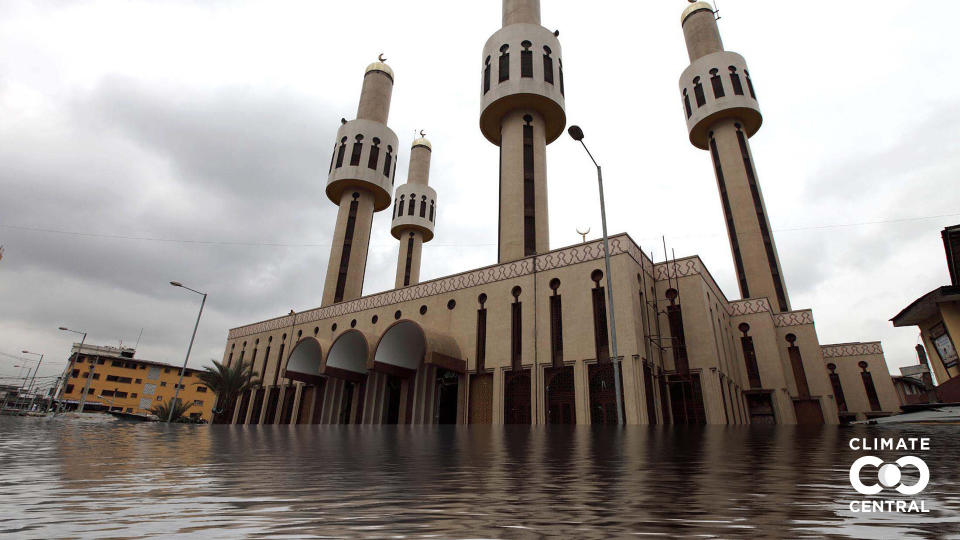 The building itself is partially submerged