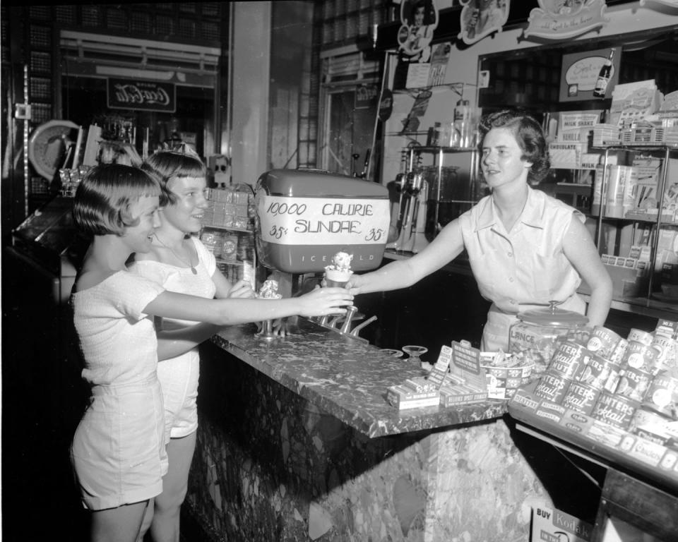 Circa 1950s: The 10,000-calorie sundae