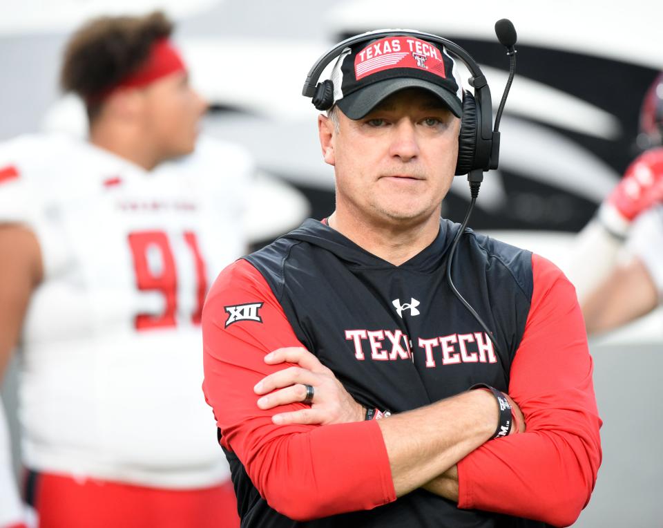 Texas Tech coach Joey McGuire watches his team before the Red Raiders' game Saturday at North Carolina State.