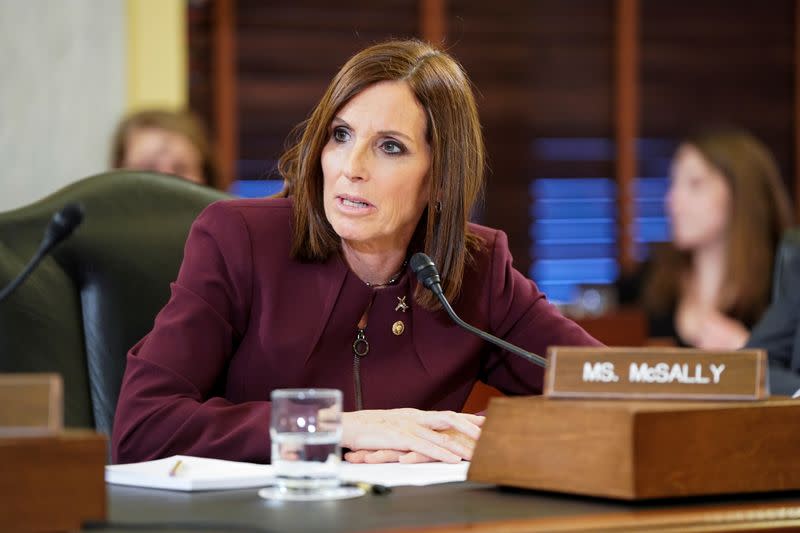 FILE PHOTO: U.S. Senator McSally speaks during Senate Armed Services Subcommittee hearing on preventing sexual assault on Capitol Hill in Washington