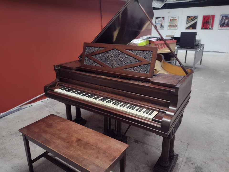 The 19th-century Bix family piano (from his paternal grandparents’ house in Davenport) now in the museum.