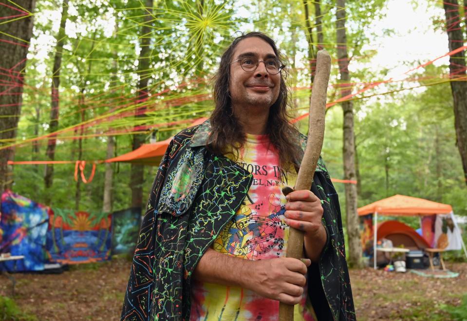 Artist Christopher Peter Vanderessen attends the 50th anniversary celebration of Woodstock at Bethel Woods Center for the Arts on August 15, 2019 in Bethel, New York.