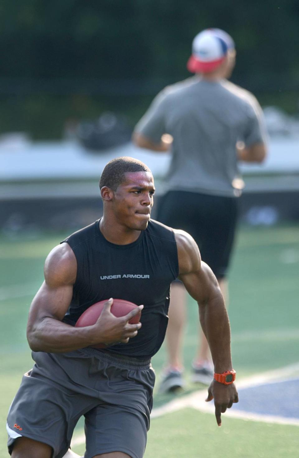 On June 9, 2011, No. 1 draft pick, Cam Newton worked out with his Panthers’ teammates Thursday morning in an informal workout at Charlotte Christian School. Players in attendance included Cam Newton (who had yet to play a game for Carolina), new tight end Jeremy Shockey and veteran players like Jon Beason, Jordan Gross, Jimmy Clausen and Thomas Davis.