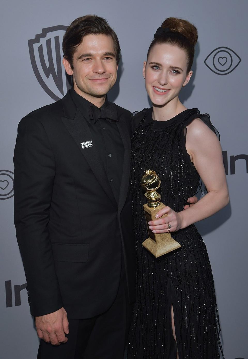 BEVERLY HILLS, CA - JANUARY 07: Actors Jason Ralph (L) and Rachel Brosnahan attends 19th Annual Post-Golden Globes Party hosted by Warner Bros. Pictures and InStyle at The Beverly Hilton Hotel on January 7, 2018 in Beverly Hills, California. (Photo by Lester Cohen/WireImage)