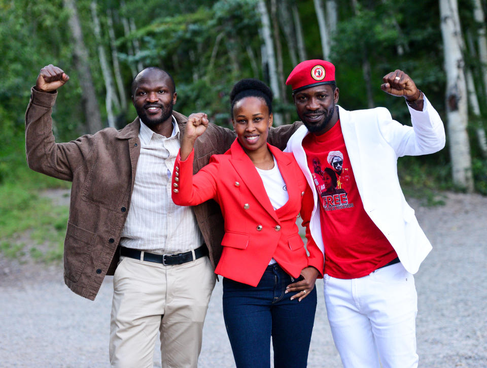  Director Moses Bwayo, Barbie Kyagulanyi and Bobi Wine attend the Telluride Film Festival on September 04, 2022 in Telluride, Colorado. 