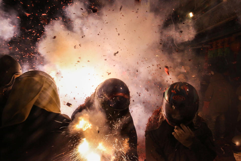 Taiwanese celebrate the world’s most dangerous fireworks festival