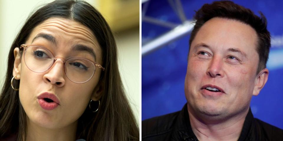 Rep. Alexandria Ocasio-Cortez and Elon Musk