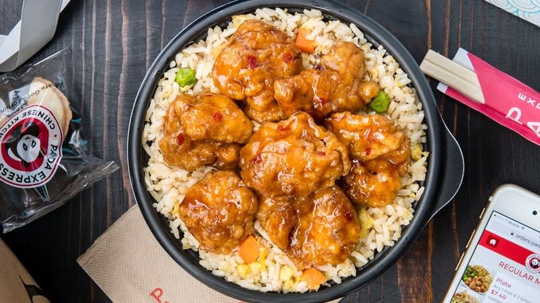 rice bowl with orange chicken