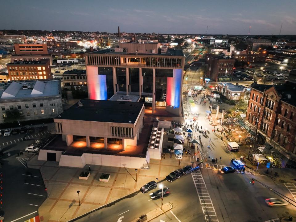 A view of downtown Fall River from above during a previous Thanksmas Market and Holiday Celebration.