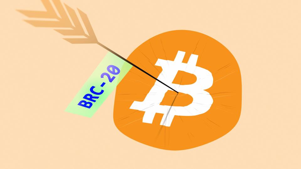 A Bitcoin target is pierced with a script json-ordinals.  The new standard BRC-20 token uses the BTC blockchain.