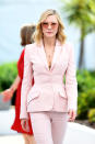 <p>The Ocean’s Eight star looked pretty yet powerful in a blush pink trouser suit at a Cannes photo call. </p>