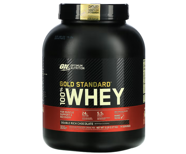 Optimum Nutrition, Gold Standard 100% Whey, Double Rich Chocolate, 2.27kg. PHOTO: iHerb