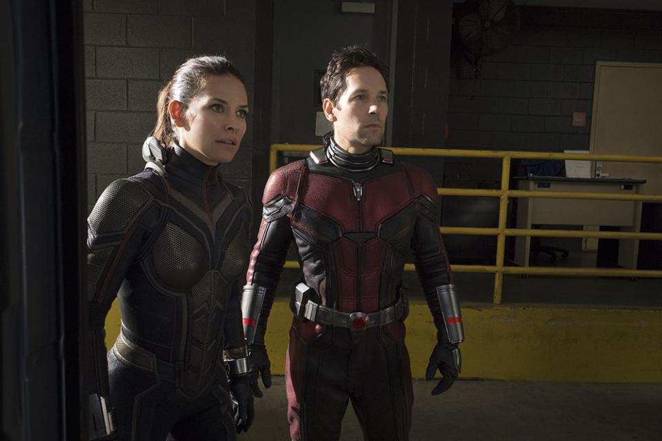 scott lang and hope van dyne in a scene from ant man and the wasp, the 20th movie if you want to watch all the marvel movies in order