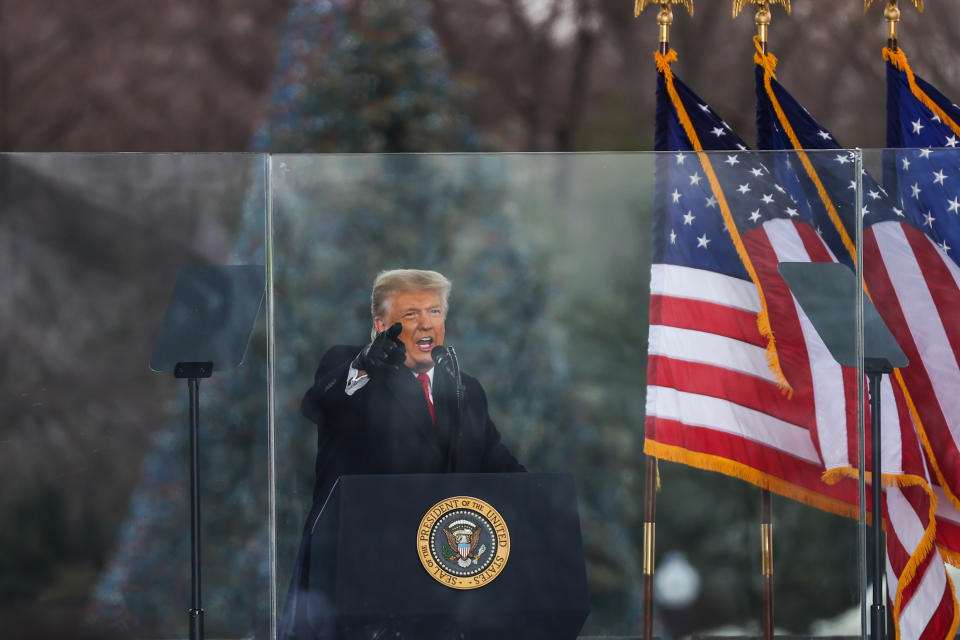 US President Donald Trump speaks at "Save America March" rally in Washington D.C., United States on January 06, 2021. (Tayfun Coskun/Anadolu Agency via Getty Images)