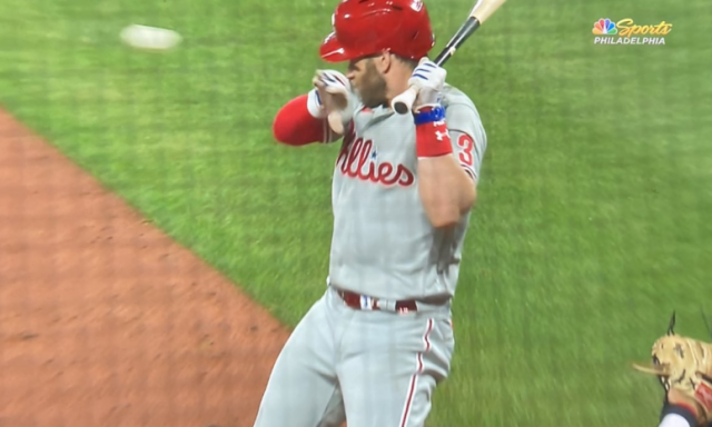 Bryce Harper exits after being hit in face by pitch