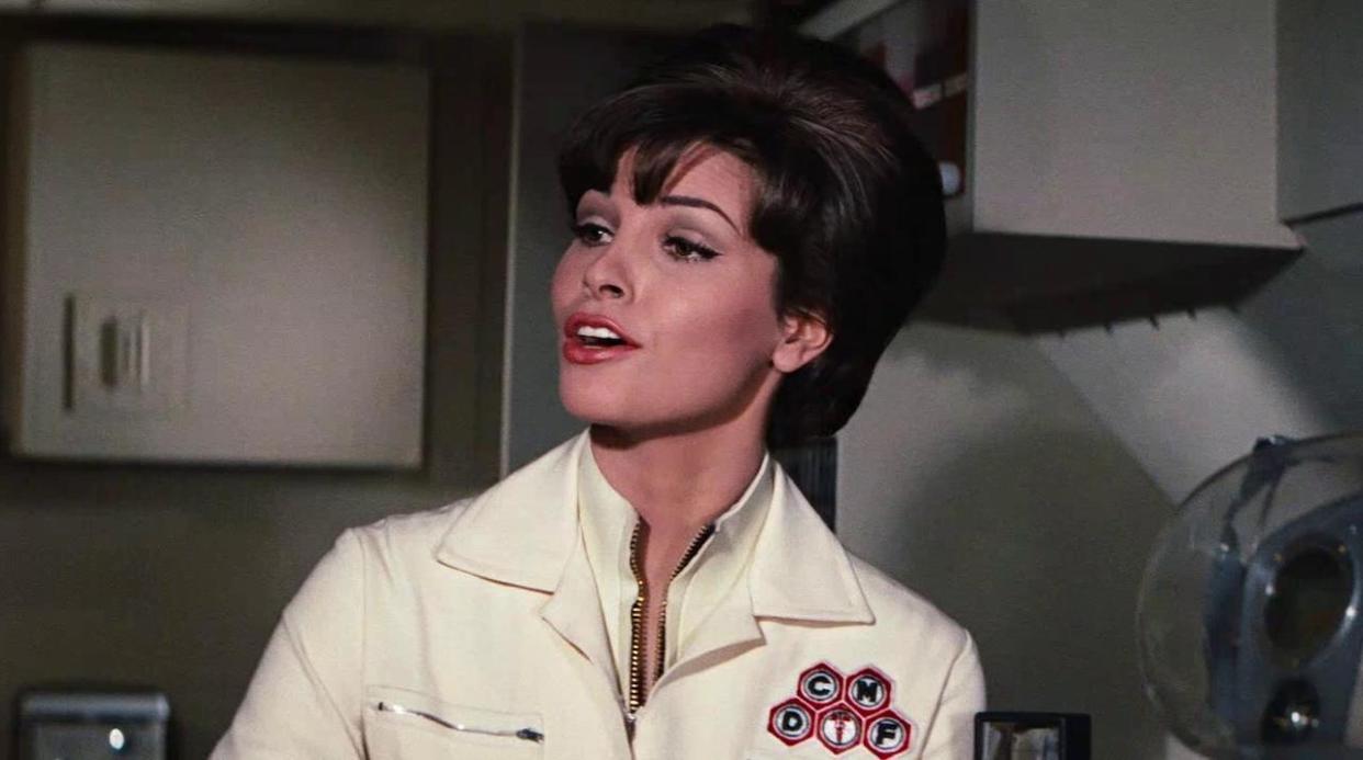  Raquel Welch in mid-conversation in Fantastic Voyage. 