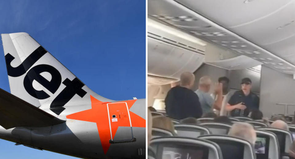 Jetstar flight JQ-30 from Bangkok to Melbourne had to make an emergency landing in Alice Springs, forcing passengers to stay on the plane for more than seven hours. Source: Getty/9 News