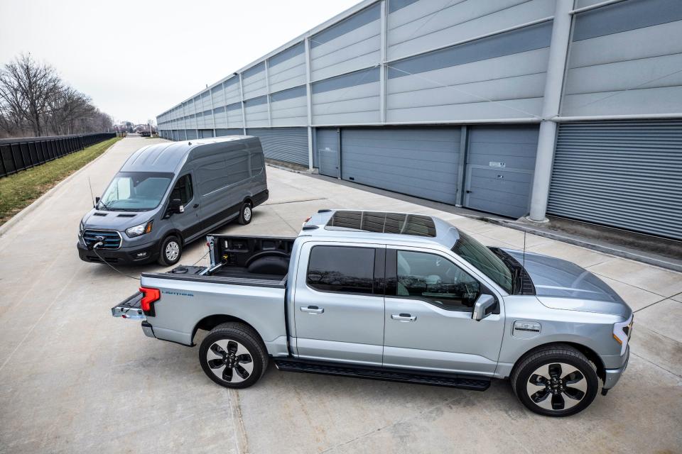 Ford F-150 Lightning vehicle-to-vehicle charging.