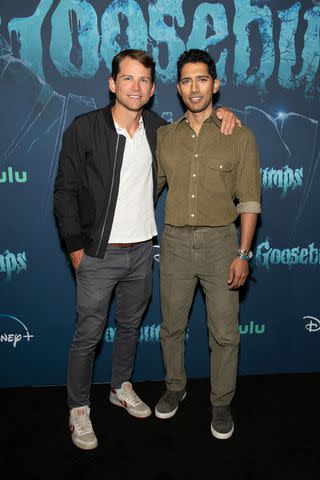 <p>Kristina Humphrey/Disney</p> Goosebumps producers Conor Welch and Pavun Shetty