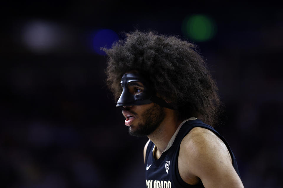 LOS ANGELES, CALIFORNIA – JANUARY 14: Javon Ruffin #11 of the Colorado Buffaloes in the first half against the <a class="link " href="https://sports.yahoo.com/ncaaw/teams/ucla/" data-i13n="sec:content-canvas;subsec:anchor_text;elm:context_link" data-ylk="slk:UCLA Bruins;sec:content-canvas;subsec:anchor_text;elm:context_link;itc:0">UCLA Bruins</a> at UCLA Pauley Pavilion on January 14, 2023 in Los Angeles, California. (Photo by Ronald Martinez/Getty Images)