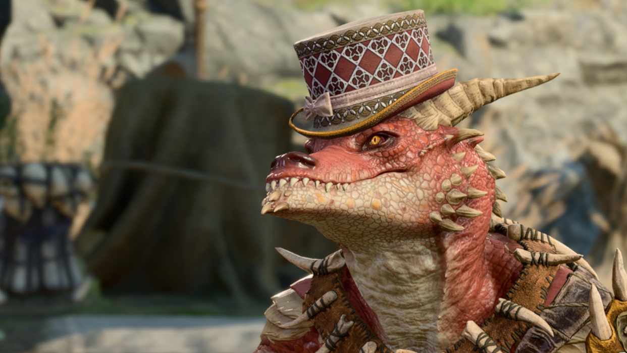  A kobold from Baldur's Gate 3 in a spiffing tophat wears a winning smile. 