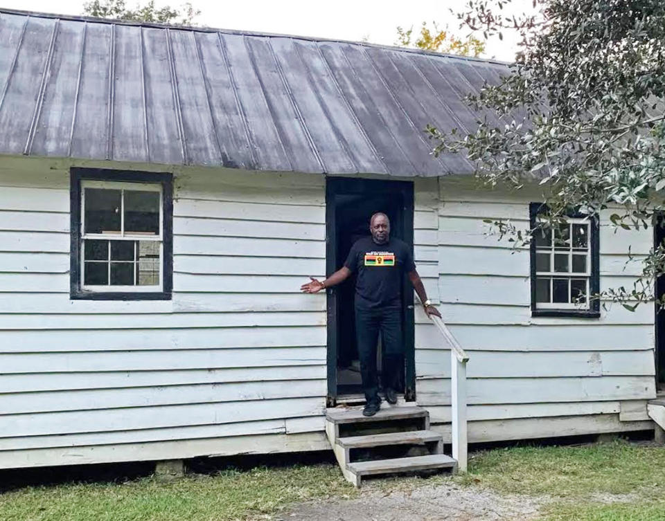 Curtis Bunn at the Magnolia Plantation during the Slave Dwelling Project's Living History experience in Oct. 2022. (Curtis Bunn / NBC News)