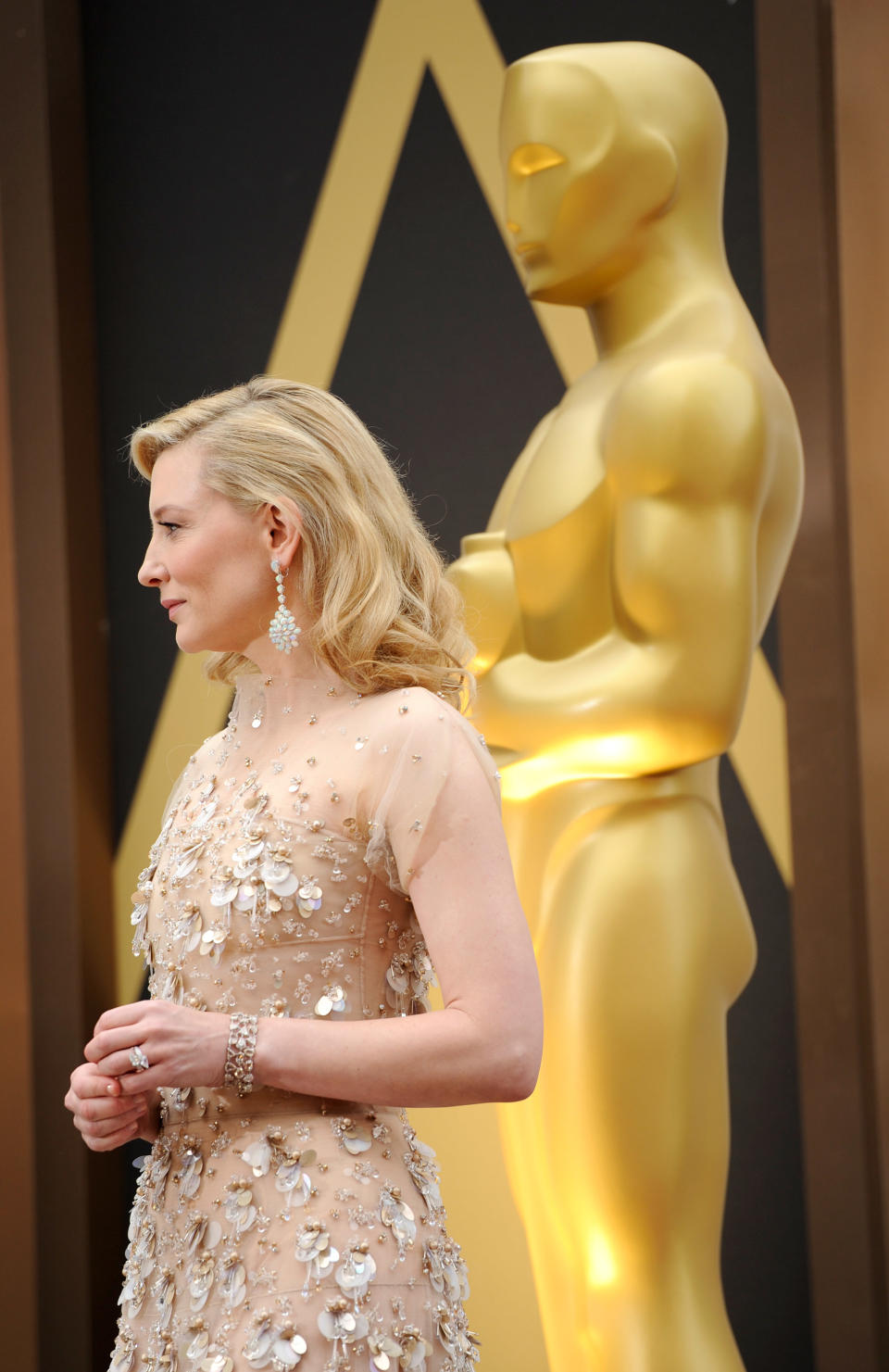 Cate Blanchett arrives at the Oscars on Sunday, March 2, 2014, at the Dolby Theatre in Los Angeles. (Photo by Chris Pizzello/Invision/AP)