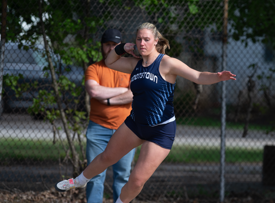 Rootstown's Brooklynn McIntyre, competing in the shot put, swept the throws titles at Friday's Wildcat Invitational.