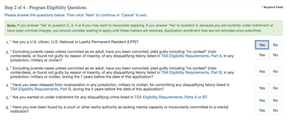 TSA pre-check application