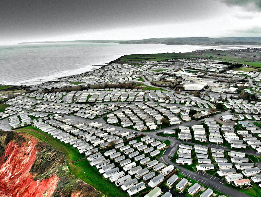 Hundreds of caravans are sitting perilously close to the edge of the cliff in Sandy Bay. (SWNS)