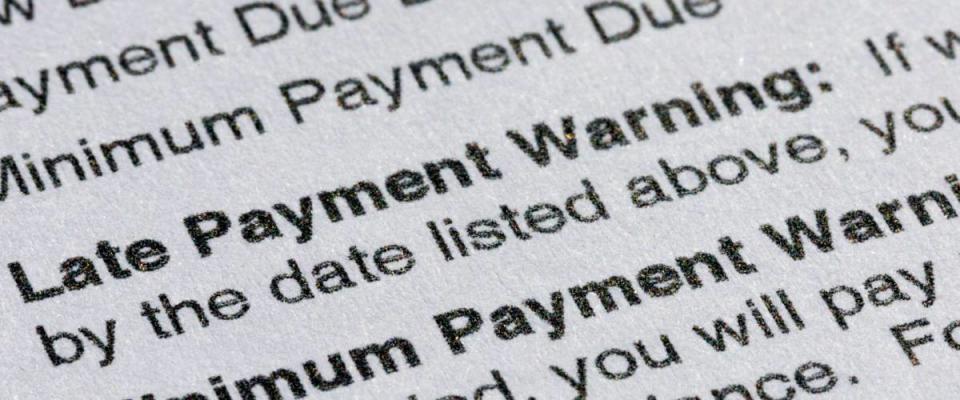 Late payment warning on credit card statement