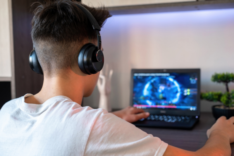 Boy with Headphones Gaming