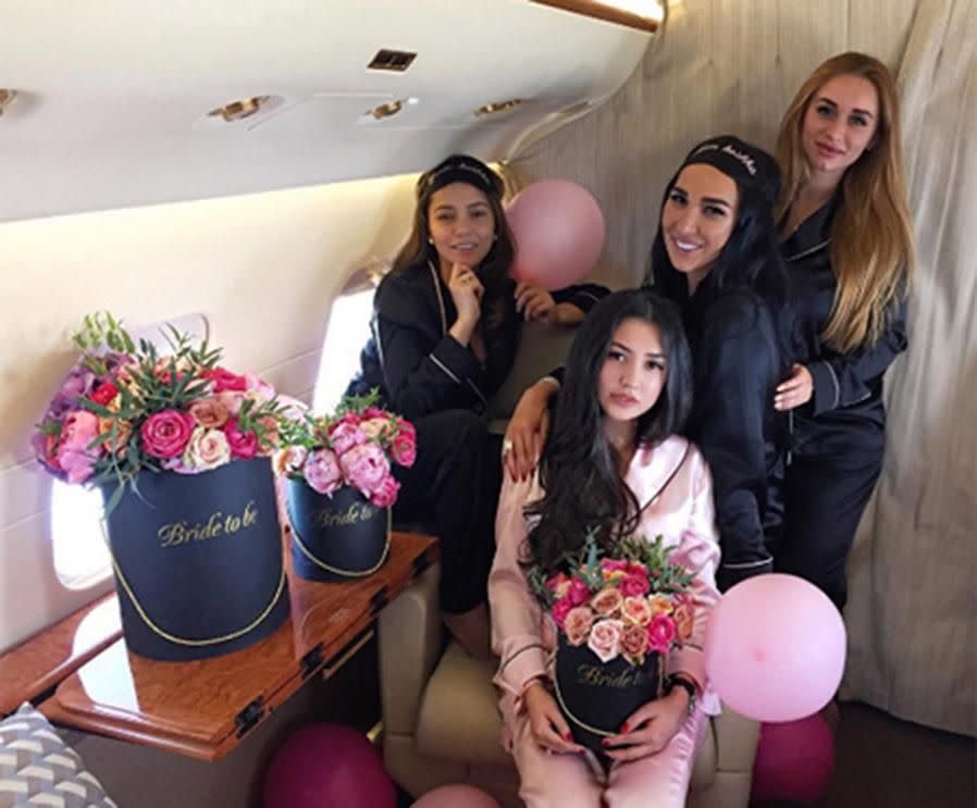 The bride and her bridesmaids went to Spain on a private plane for the Bachelorette party . Photo: Instagram
