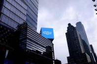 An advertisement for Skype is seen over 42nd Street in Manhattan, New York, July 14, 2015. Picture taken July 14, 2015. REUTERS/Rickey Rogers
